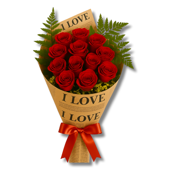 Amor em 12 Rosas Buqu de Rosas Vermelhas Premium	