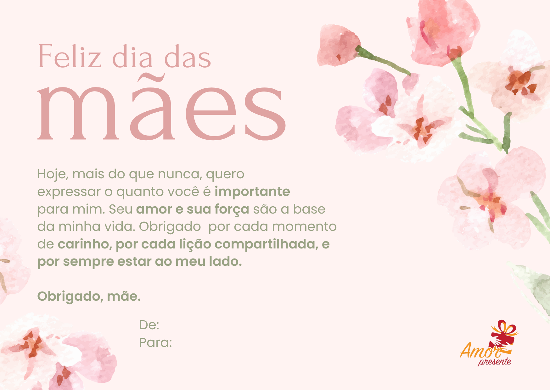 Carto Feliz Dia das Mes