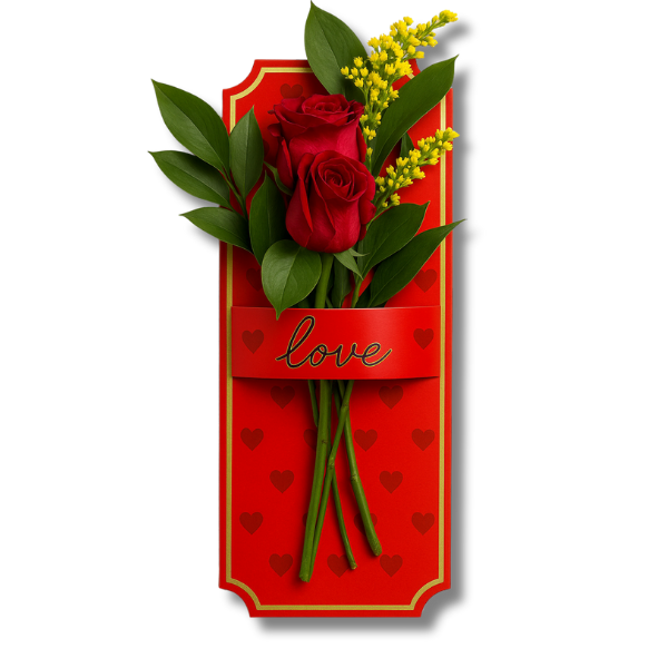 Ramalhete de 2 Rosas Vermelhas Premium