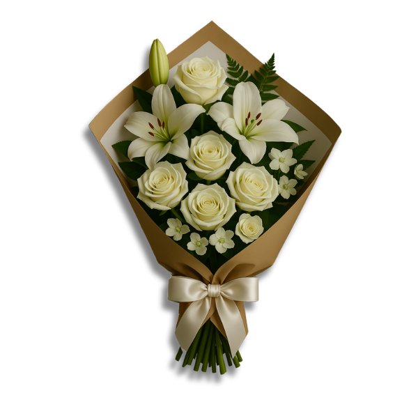 Buqu Premium com Lrios, Rosas e Flores Brancas