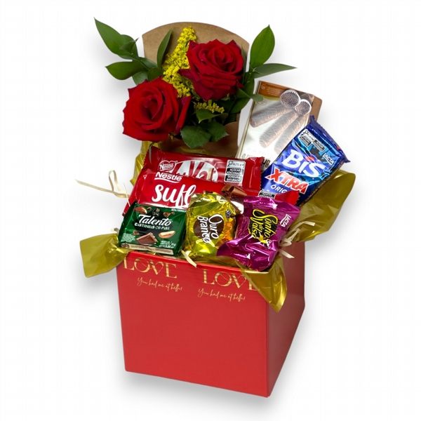 Cesta Romntica com Rosas e Chocolates