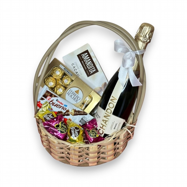 Cesta com Chandon Brut e Chocolates	