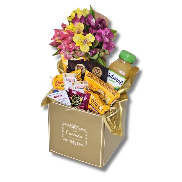 Cesta de Caf Pequena com Flores